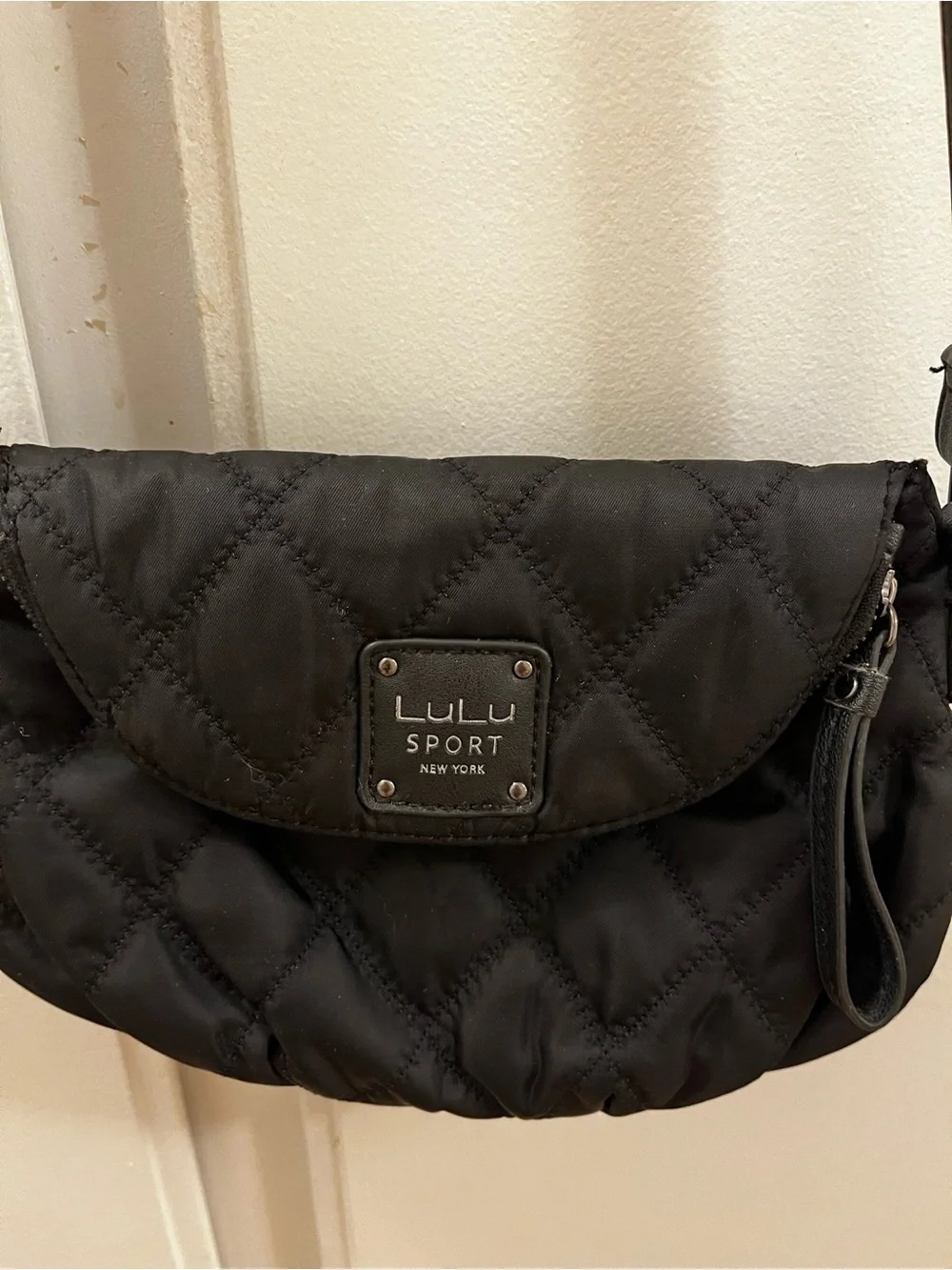 LuLu Sport New York Black Quilted Crossbody Bag